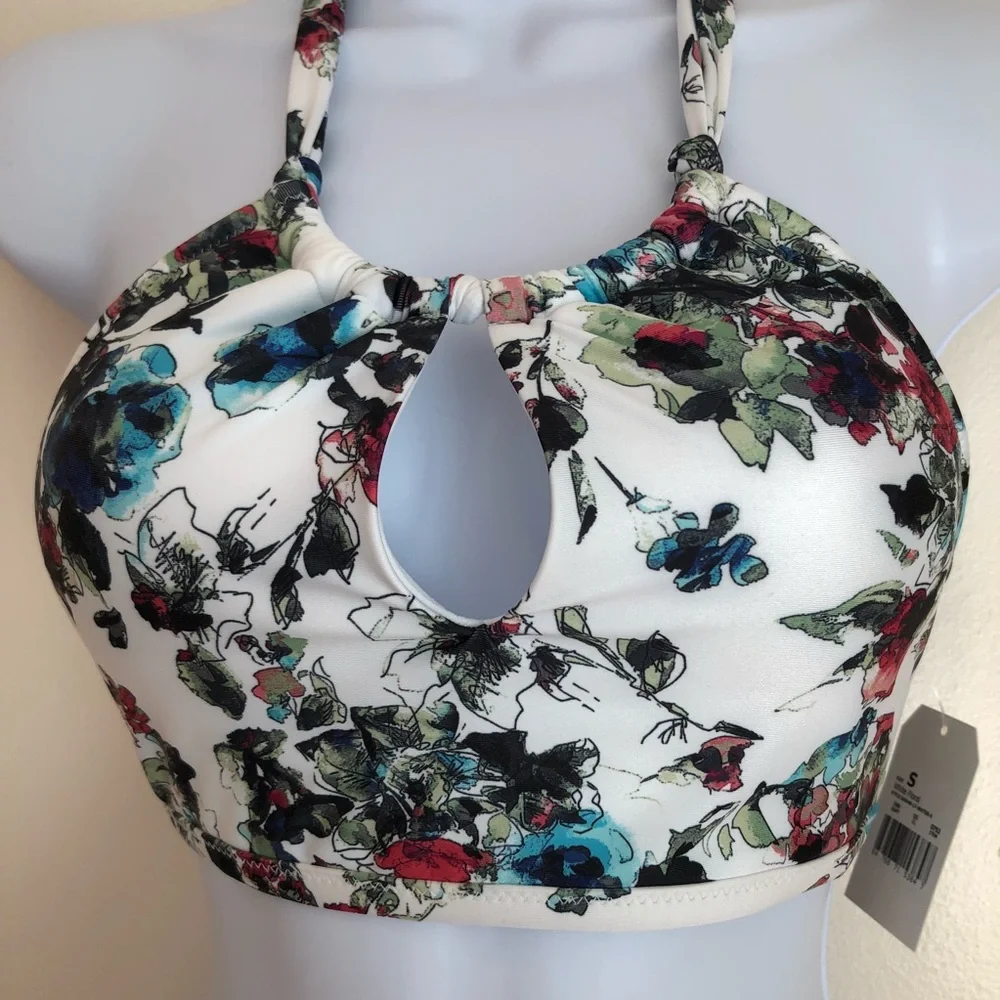 Sea Angel Size Medium Floral Print‎ Halter Swim Top